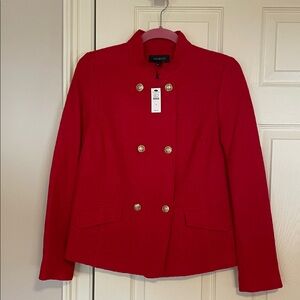 Talbots Women's Bold Red Blazer with Gold Accents